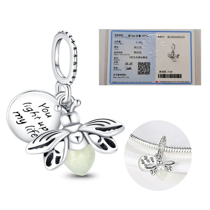Charm Luciérnagas Brillan en la Oscuridad en Plata 925 – Beads Colgante Compatible Pulsera Pandora Mujer