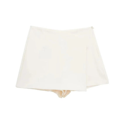 Skort Asimétrico Mujer 2025 | Falda Pantalón Negra Tiro Alto Casual Verano