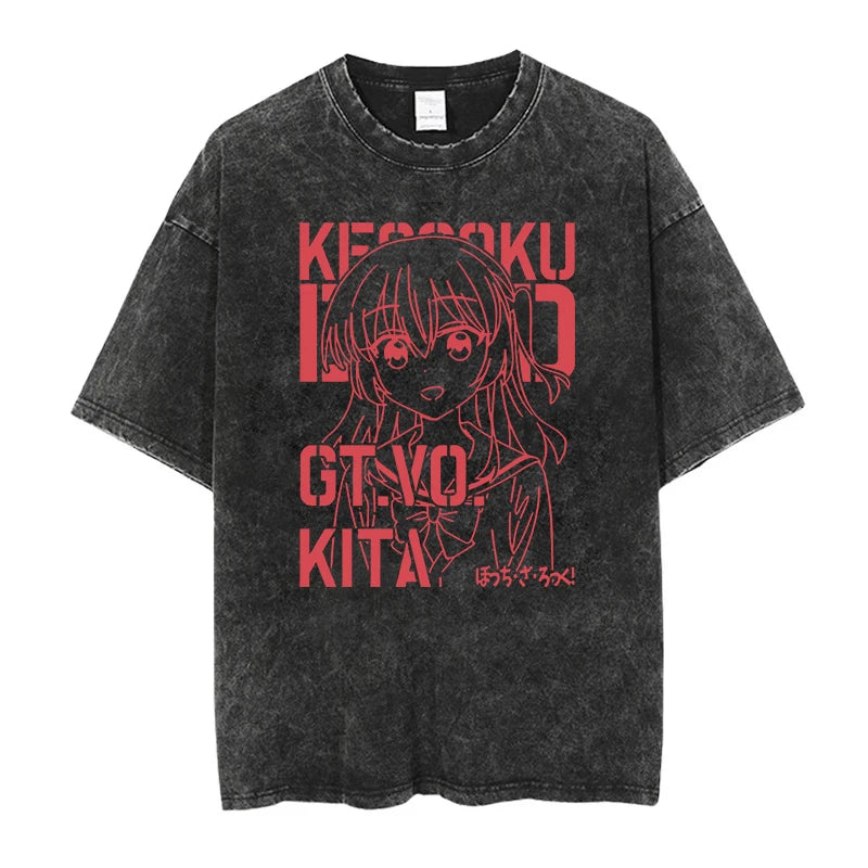 Camiseta Oversized Bocchi Club | Anime Bocchi The Rock Hombre | Algodón Estampada Creativa