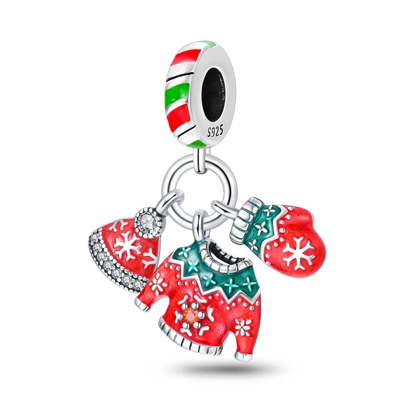 Charm Navideño Disney en Plata 925 – Abalorios Mickey y Minnie para Pulseras Originales Mujer