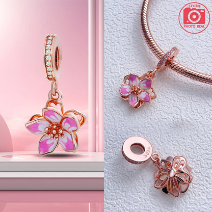 Charm Colgante Pareja Plata 925 y Oro Rosa | Compatible Pandora Original | Pulsera o Collar Mujer