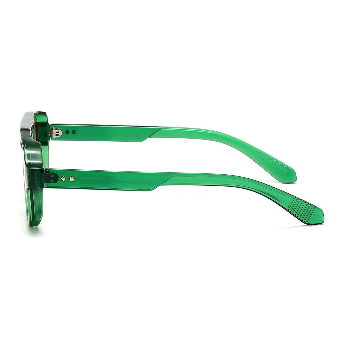 JNPCXI Gafas de Sol Vintage Hombre Doble Puente | Lentes Verdes UV400 Cuadradas con Detalles de Remaches