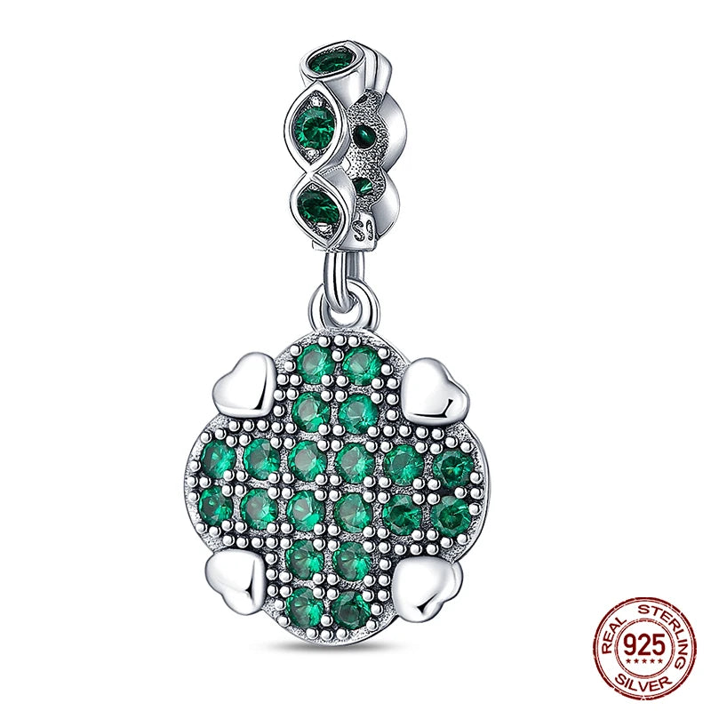 Charm de Plata S925 Mariquita de Siete Puntos y Trébol de la Suerte – Abalorio Colorido y Brillante para Pulseras Originales