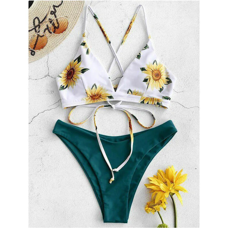 Bikini Mujer Girasol 2025 | Push Up Sexy con Estampado Floral Swimwear