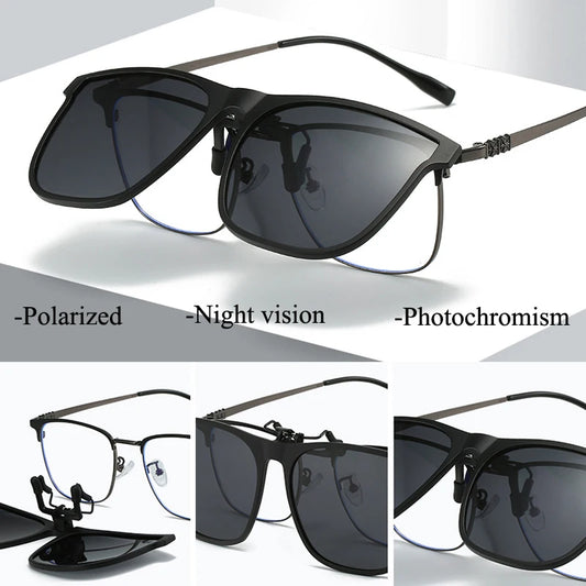 Gafas Clip-On Polarizadas para Hombre | Fotocromáticas, Antirreflejo y Visión Nocturna