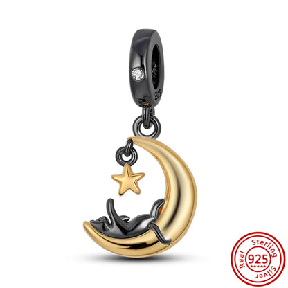 Charm perrito y huesito de plata 925 – Abalorio estilo sorpresa para pulsera tipo Pandora, joyería DIY romántica