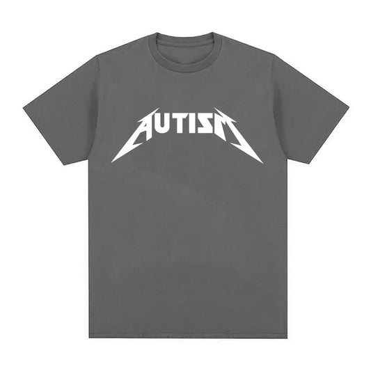 Camiseta Autism Metal Rock Meme | Hombre y Mujer | Hip Hop Oversized Manga Corta Verano