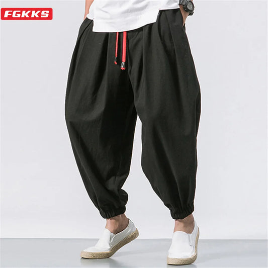 Pantalones Harem Hombre 2025 | Lino Suelto Oversize Estilo Chino Casual