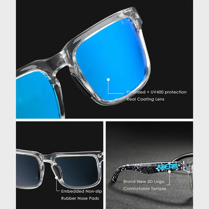 Gafas de Sol Polarizadas KDEAM Unisex | Diseño Cuadrado Casual con Estuche Rígido