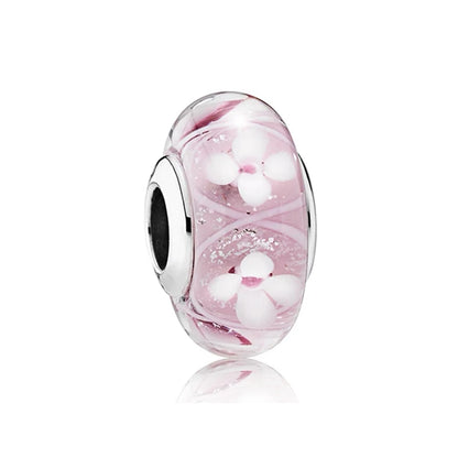 Charm Plata 925 Flores Rosadas | Cerezo y Margarita Brillante Compatible Pandora