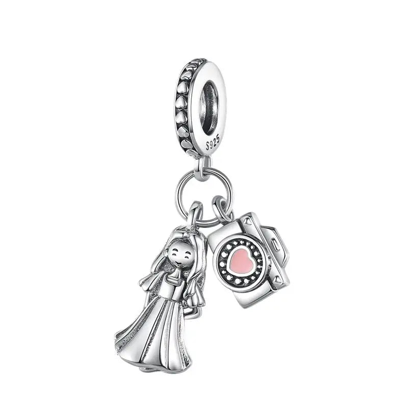 Charm hermana corazón en plata 925 – Compatible Pandora y pulseras 3mm, joyería DIY mujer