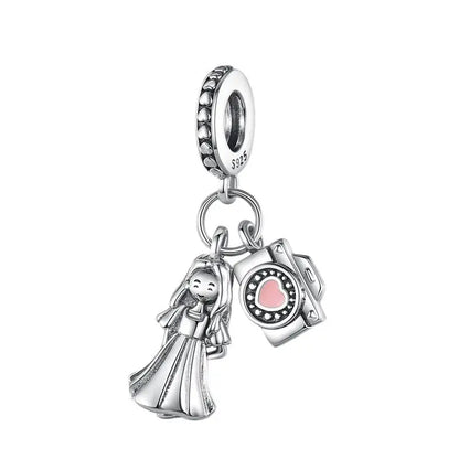 Charm hermana corazón en plata 925 – Compatible Pandora y pulseras 3mm, joyería DIY mujer