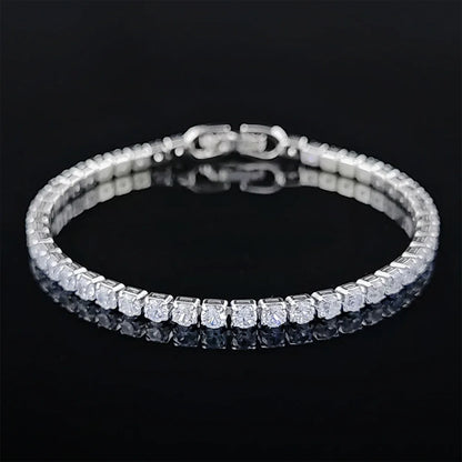 Luxury 4mm Round Silver Color on Hand Bracelet Bangle for Women Anniversary Gift Jewelry Bulk Sell Free Shipping Items S5650