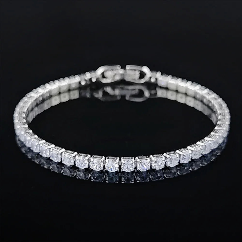 Luxury 4mm Round Silver Color on Hand Bracelet Bangle for Women Anniversary Gift Jewelry Bulk Sell Free Shipping Items S5650