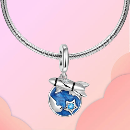 Charm avión y luciérnaga en plata 925 – Amor y viaje, compatible Pandora, pulsera y collar DIY mujer