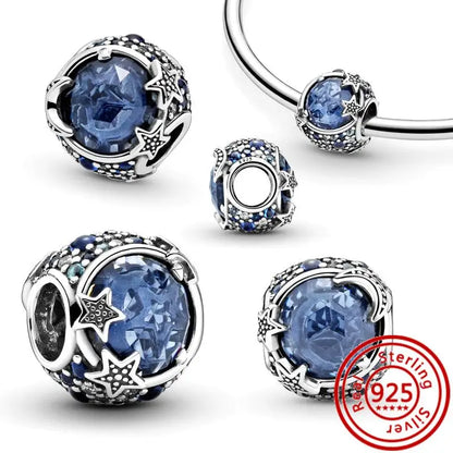 Charm Espacio y Galaxia en Plata 925 – Abalorios Astronauta, Planeta y Estrellas para Pulsera Original Mujer