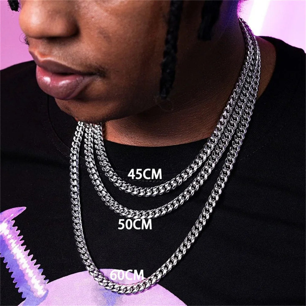 Collar Cubano Punk de Acero Inoxidable 316L – Cadenas 3/5/7mm Unisex Negro, Dorado o Acero, Joyería Sólida para Hombres y Mujeres