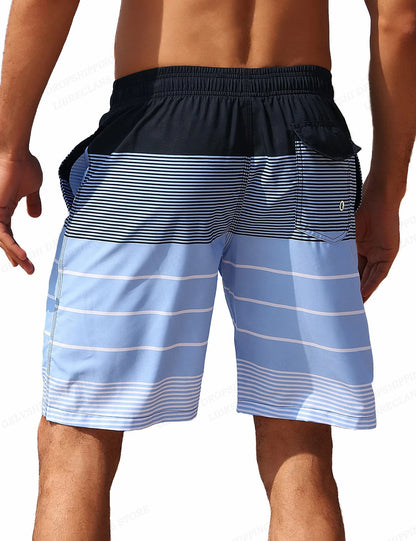 Shorts de Playa a Rayas para Hombre – Bañador Moderno, Fitness y Verano Transpirable