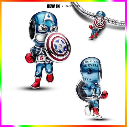 Charm Marvel Disney en Plata 925 – Abalorios Captain America, Wolverine y Deadpool para Pulsera Original Mujer