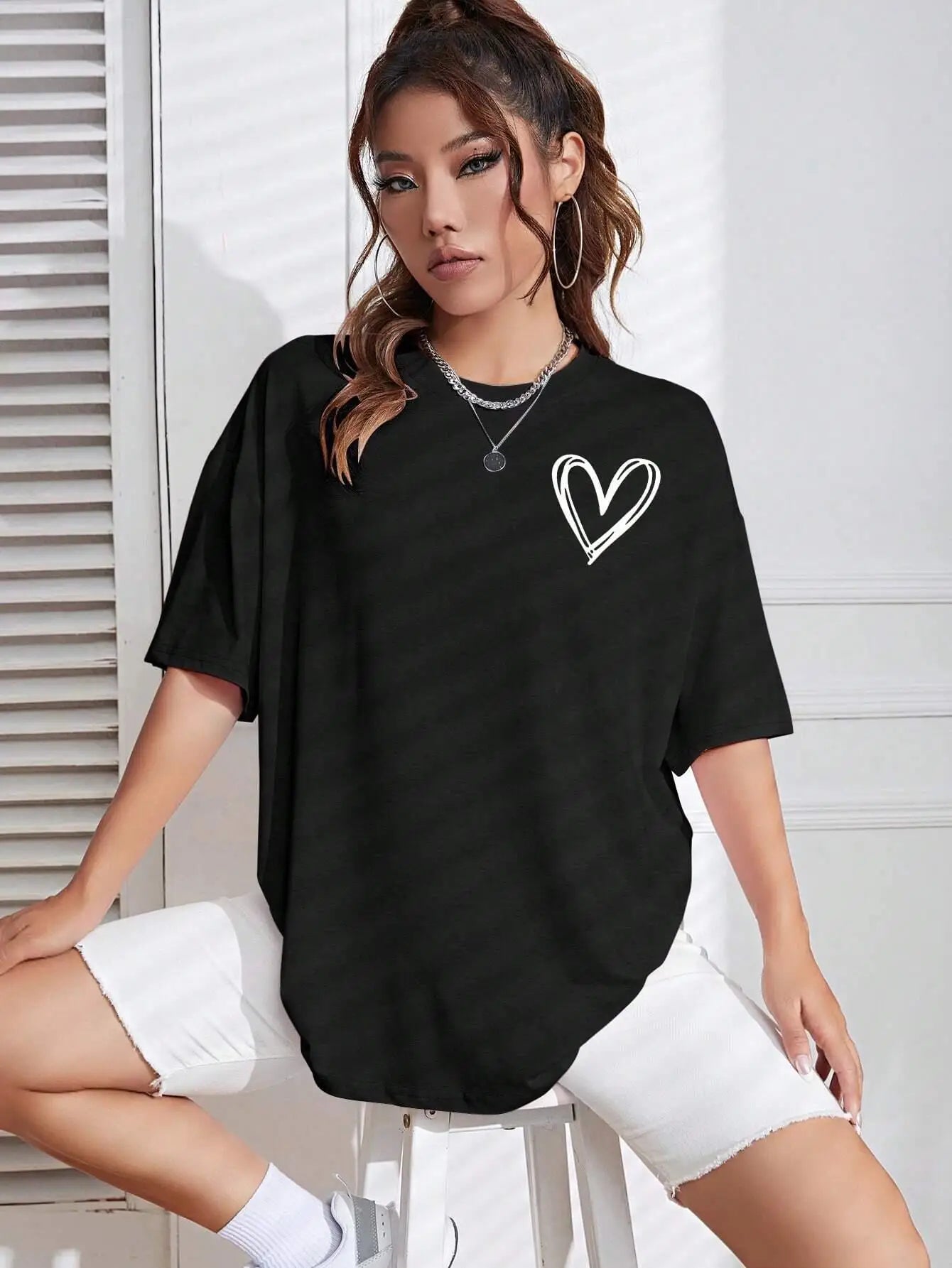Camiseta Oversize Mujer Verano | Estampado Love Casual Juvenil Streetwear