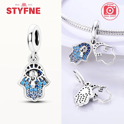 Charm Mano Hamsa Plata 925 | Amuleto de la Suerte Compatible Pandora Pulsera Mujer