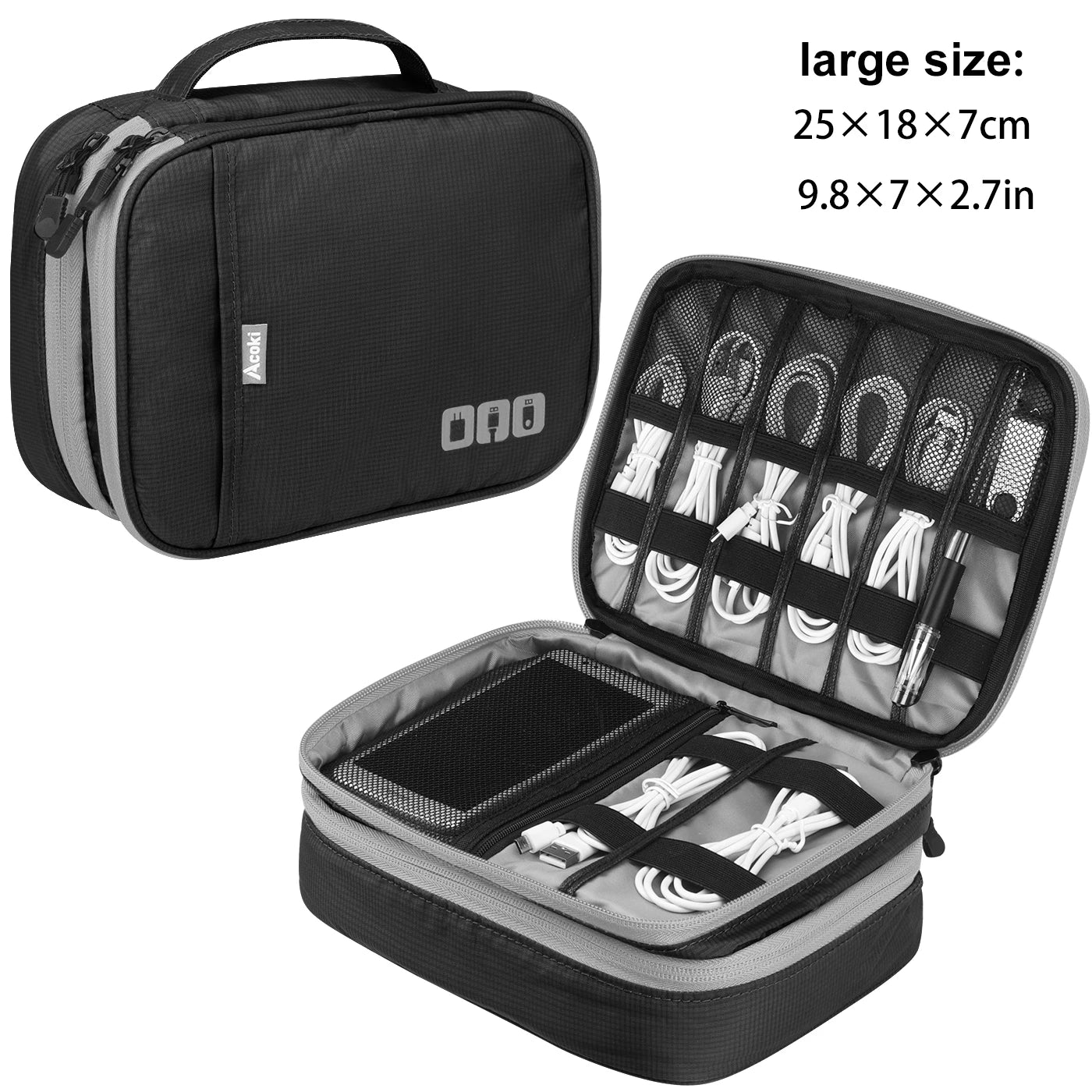 Clearance_Portable Electronic Accessories Travel case,Cable Organizer Bag Gadget Carry Bag for iPad,Cables,Power,USB Flash Drive