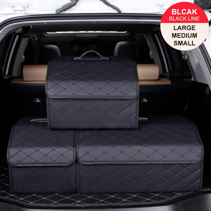 Organizador de Maletero de Coche | Caja de Gran Capacidad | Plegable de Cuero | Multiusos para Herramientas y Accesorios | Emergencias