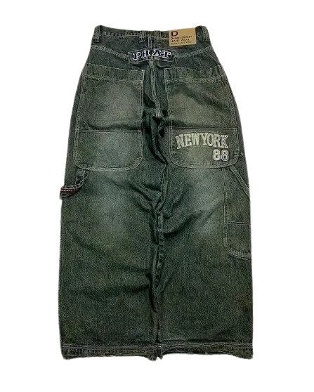 Jeans Oversize Y2K Phantom Unisex | Pantalones Baggy Estilo Hip Hop Streetwear con Parche Bordado Araña Gótico Retro