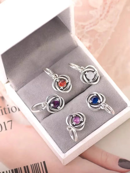 Charm Corazón con Piedras de Nacimiento en Plata 925 – Abalorios Eternity para Pulseras Originales Mujer