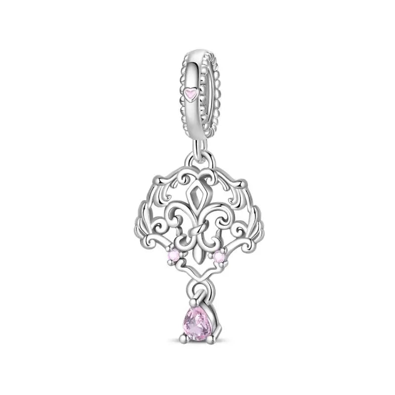 Charm Espejo Mágico Princesa Ángel Rosa en Plata 925 – Beads Compatibles Pandora Mujer Joyería DIY