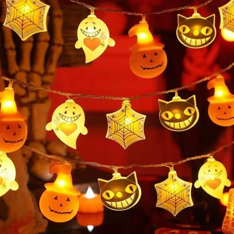 Guirnalda de Luces Halloween 2025 – Calabaza, Fantasma y Momia 🎃 Decoración de Fiesta 1.5m/3m/6m