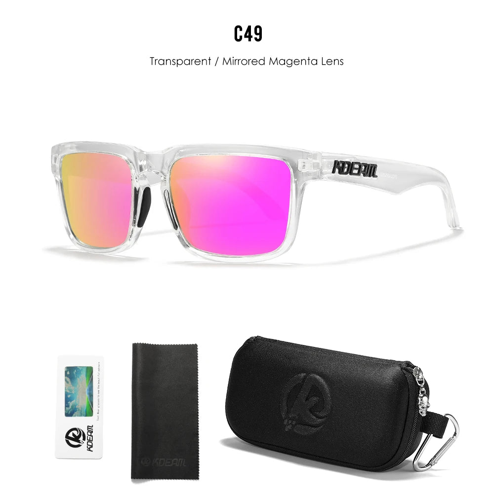 Gafas de Sol Polarizadas KDEAM Unisex | Diseño Cuadrado Casual con Estuche Rígido