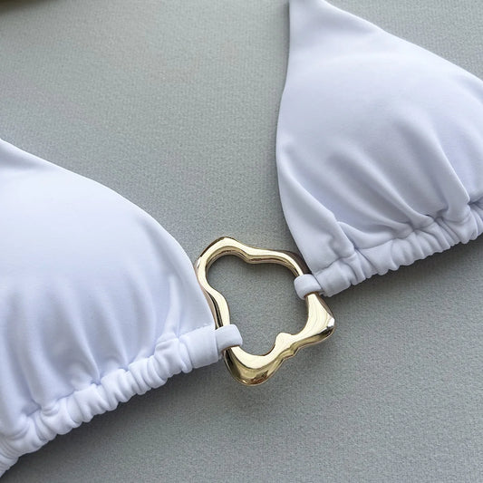 Bikini Sexy Mujer 2 Piezas | Traje de Baño Sólido con Lazos Ajustables