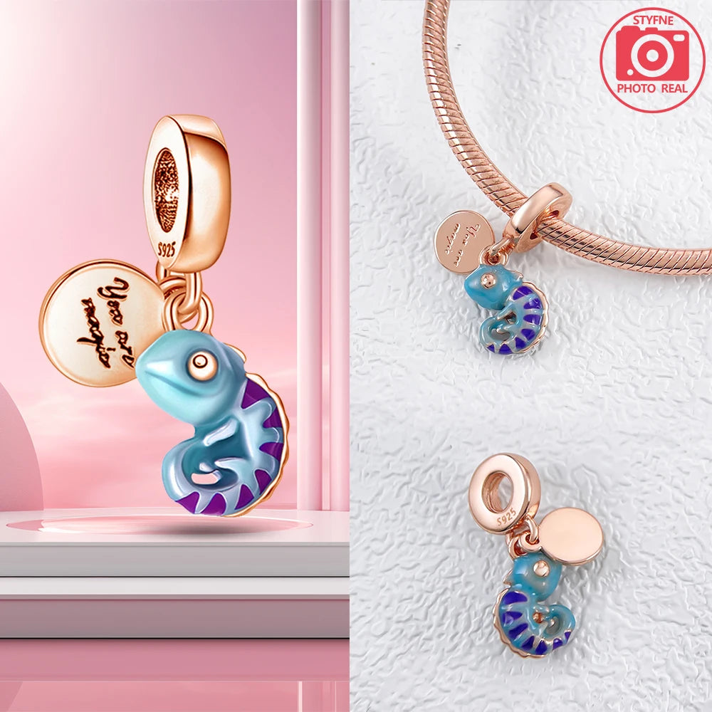 Charm Colgante Pareja Plata 925 y Oro Rosa | Compatible Pandora Original | Pulsera o Collar Mujer