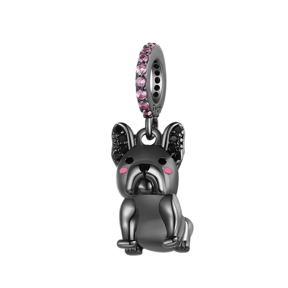Charm gato negro de plata 925 con huella – Colgante animal para pulsera tipo Pandora, joyería DIY elegante para mujer