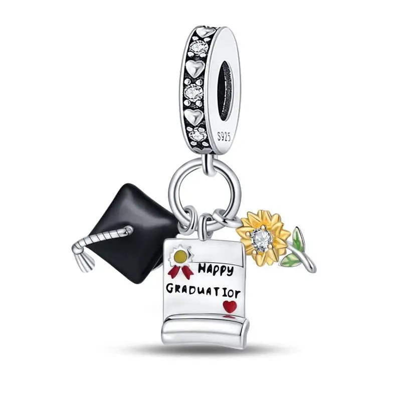 Charm Birrete de Graduación Plata 925 | Compatible Pandora Original