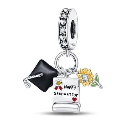 Charm Birrete de Graduación Plata 925 | Compatible Pandora Original