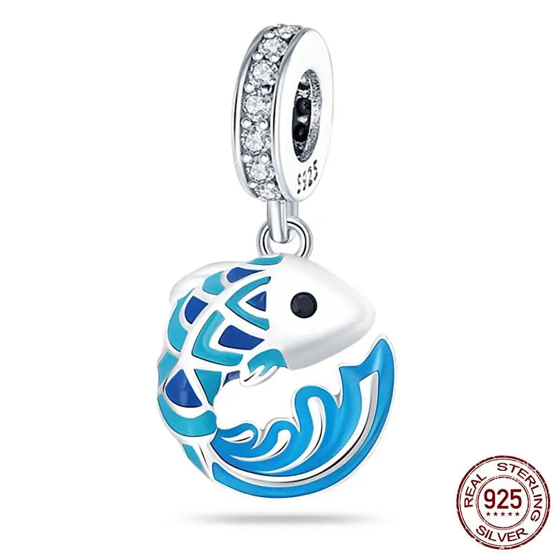 Charm camaleón y luciérnaga en plata 925 – Dije animal brillante, compatible Pandora, pulsera y collar mujer