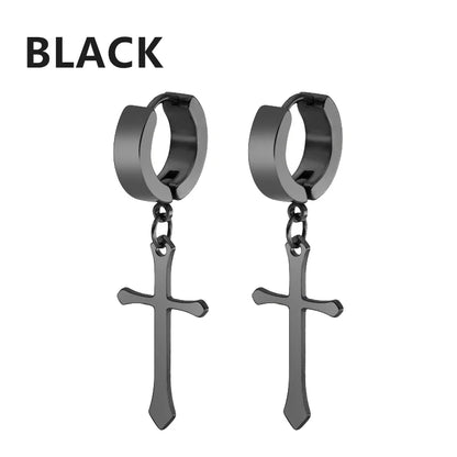 Aretes Punk de Acero Inoxidable Negro – 1 Par de Pendientes Unisex Estilo Hip Hop Vintage
