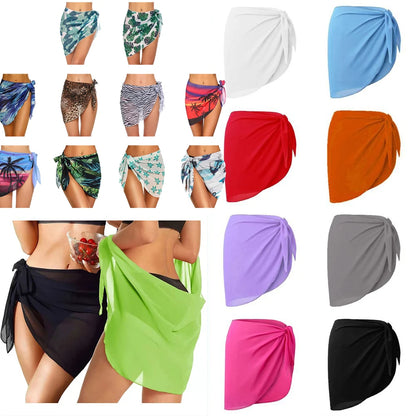 Falda Playera Mujer 2025 | Sarong Corto Chiffon Cubrebikini Verano