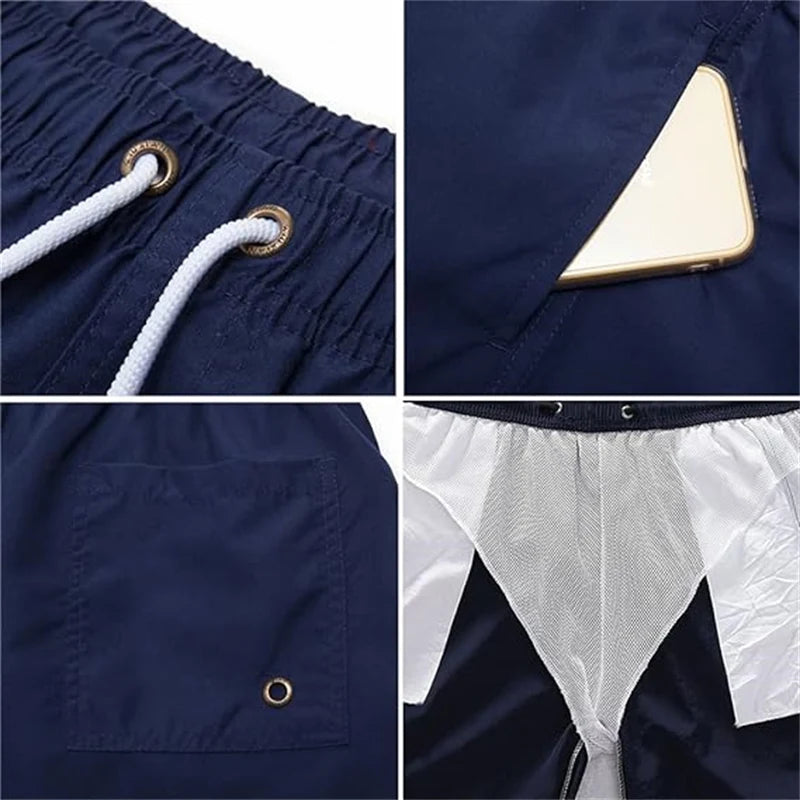 Bañador Hombre Piñas Verano | Shorts Playa Secado Rápido con Bolsillos y Forro – Swimwear Tropical