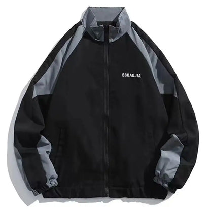 Chaqueta Reflectiva con Rayas para Hombre 2025 – Abrigo Hip Hop Streetwear, Rompevientos Delgado con Cremallera, Estilo Harajuku en Negro y Azul