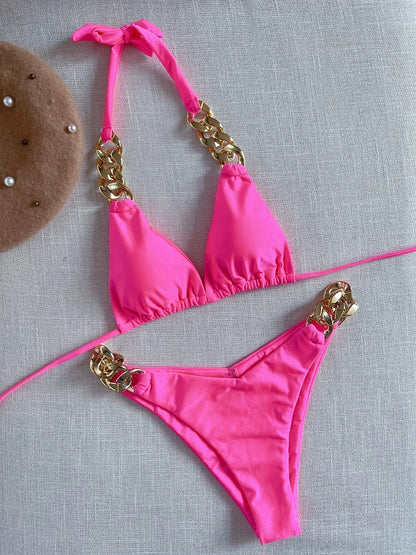 Bikini Sexy Mujer RUOTONGSEPT | Conjunto Brasileño 2 Piezas Halter Push Up