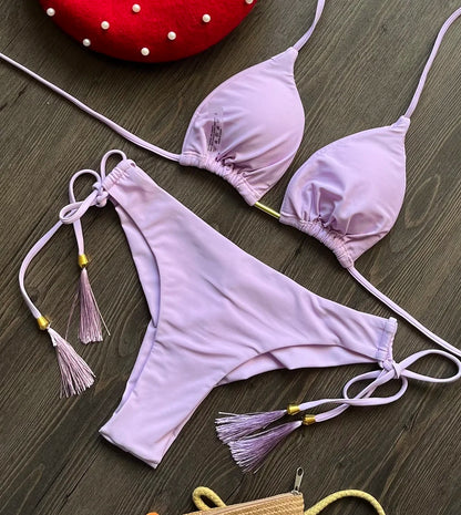 Bikini Brasileño Mujer 2025 | Traje de Baño Sexy Push Up Triángulo 13 Colores