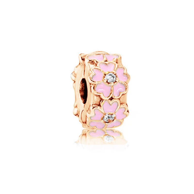 Charm Plata 925 Flores Rosadas | Cerezo y Margarita Brillante Compatible Pandora