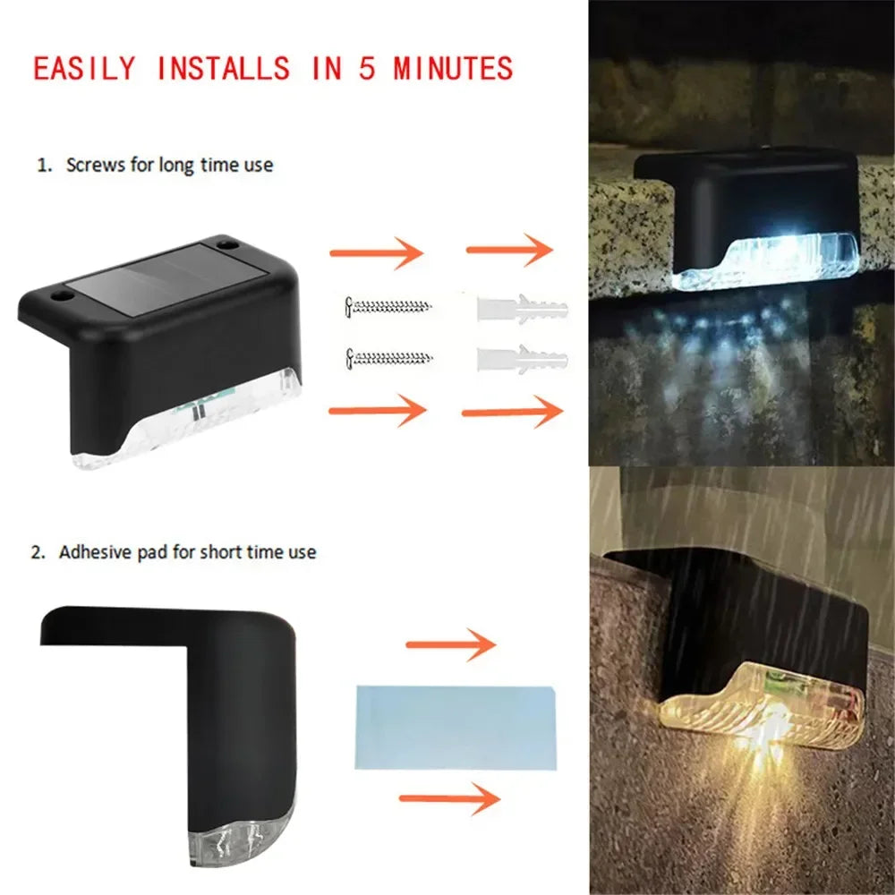 Lámpara Solar LED para Escaleras IP65 – Iluminación Exterior para Jardín, Patio, Pasillos y Cercas