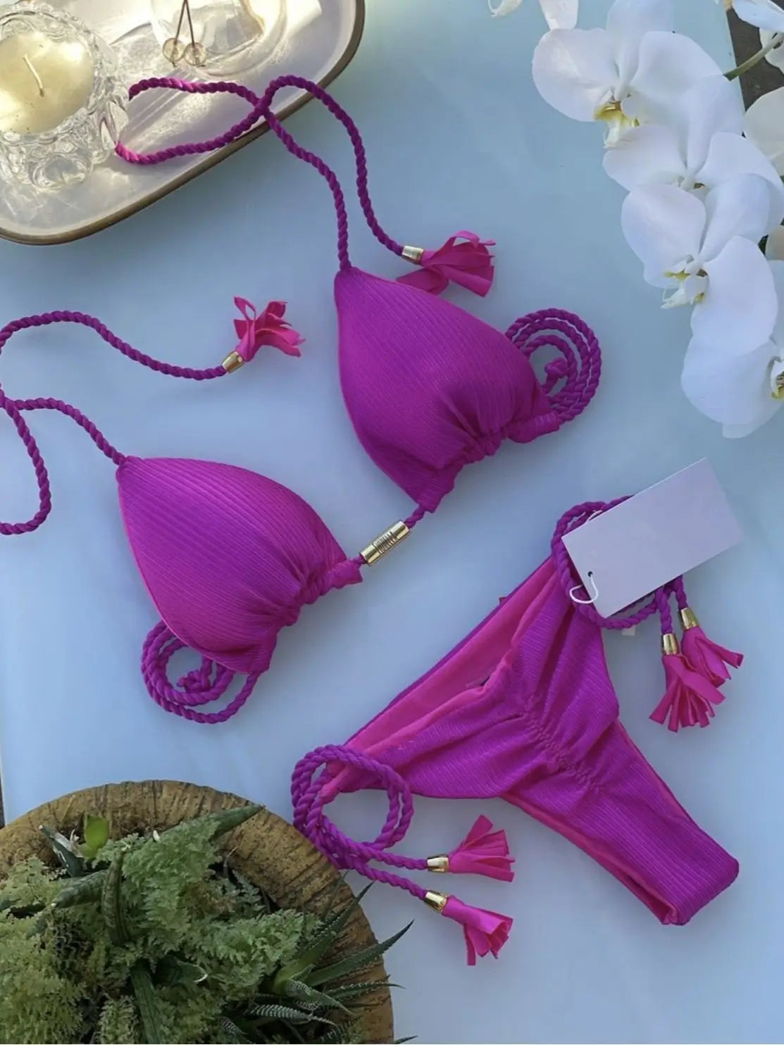 Bikini Mujer 2025 | Triángulo Ajustable Color Sólido Sexy