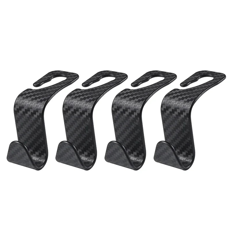 Gancho Oculto para Asiento de Auto 4PCS – Multiusos con Textura de Fibra de Carbono