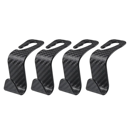 Gancho Oculto para Asiento de Auto 4PCS – Multiusos con Textura de Fibra de Carbono