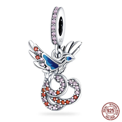 Charm de Plata S925 Mariquita de Siete Puntos y Trébol de la Suerte – Abalorio Colorido y Brillante para Pulseras Originales